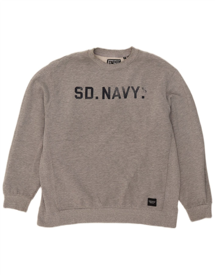 Superdry moletom feminino grande com estampa gráfica UK 14 grande algodão cinza