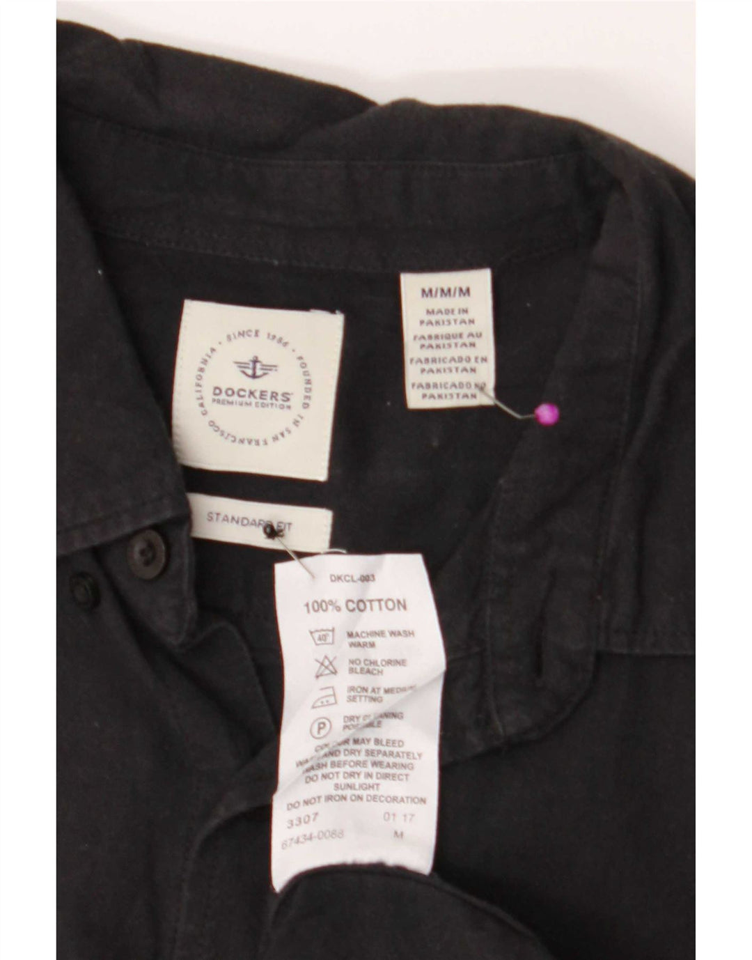 Camisa masculina de ajuste padrão Dockers algodão preto médio