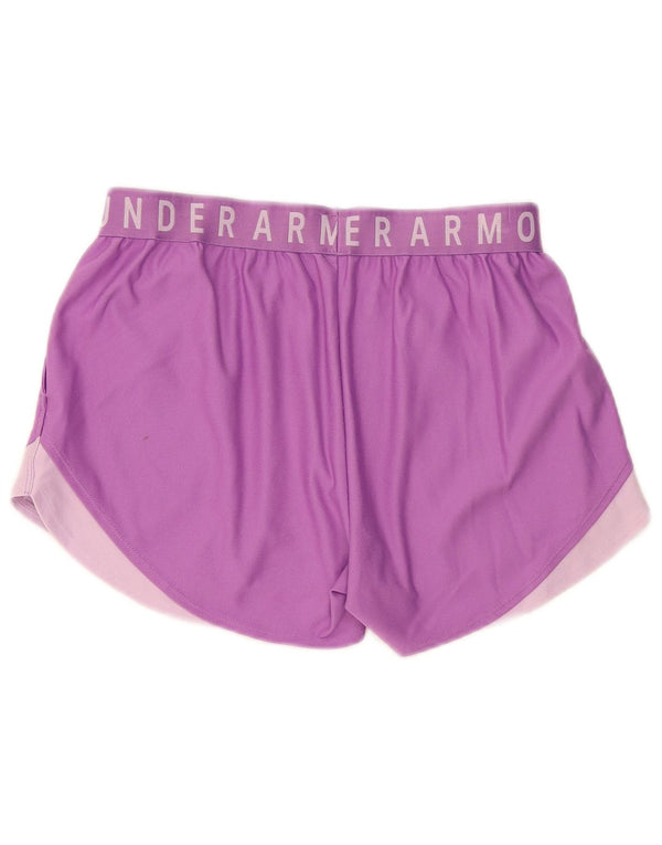 Shorts esportivos gráficos femininos Under Armour UK 10 pequeno bloco colorido roxo