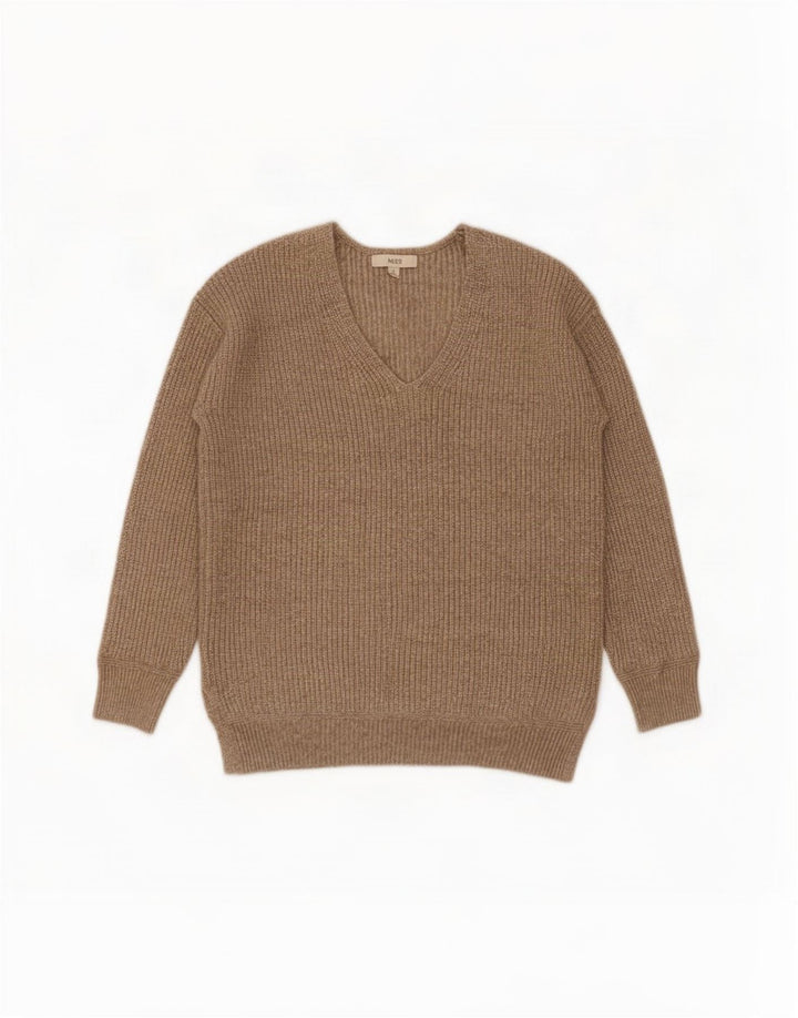 Suéter feminino Marks & Spencer grande com decote em V Reino Unido 10 pequeno cinza