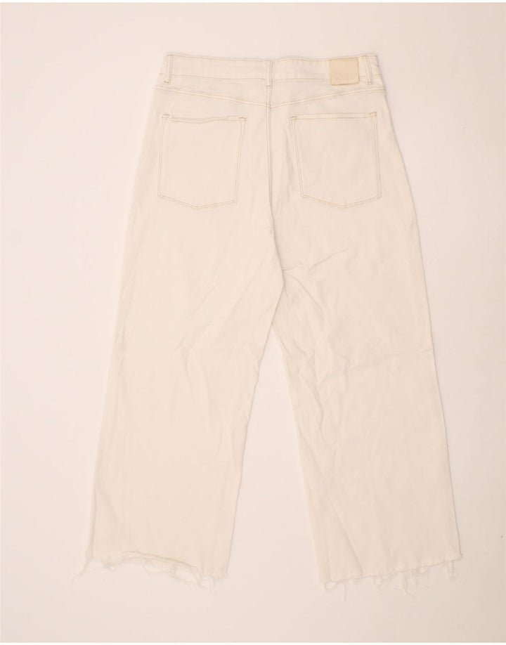 MASSIMO DUTTI Womens Wide Leg Jeans US 10 Large W32 L27 White Cotton Vintage Massimo Dutti and Second-Hand Massimo Dutti from Messina Hembry 