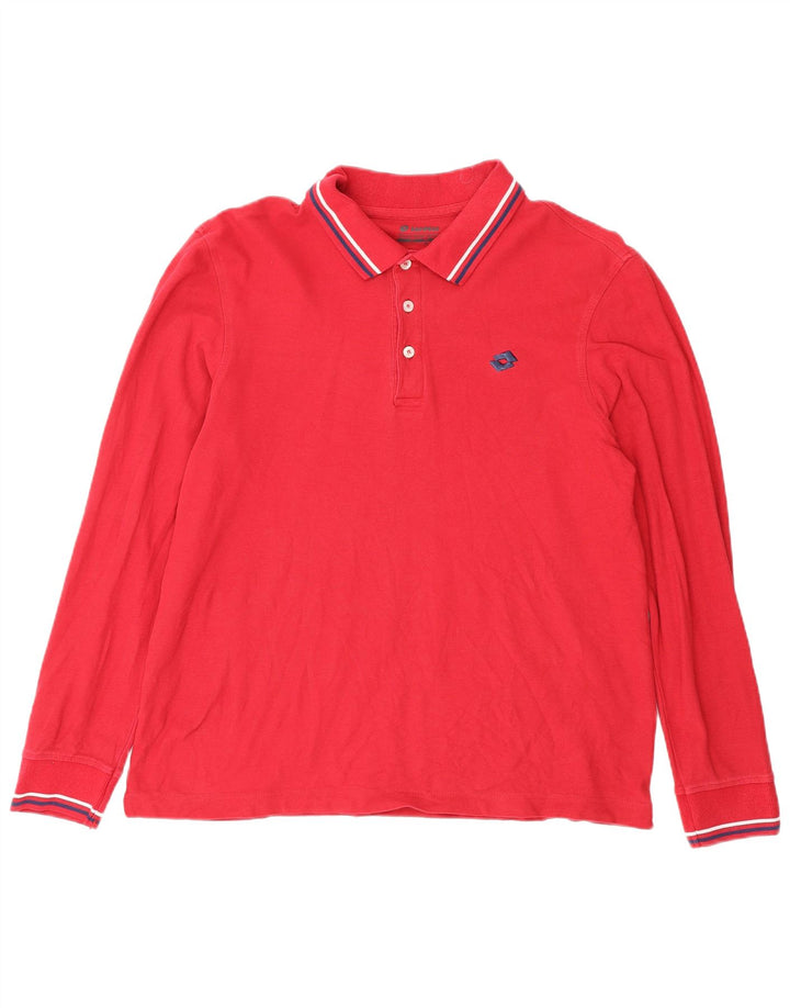 Camisa polo masculina de manga comprida Lotto médio algodão vermelho