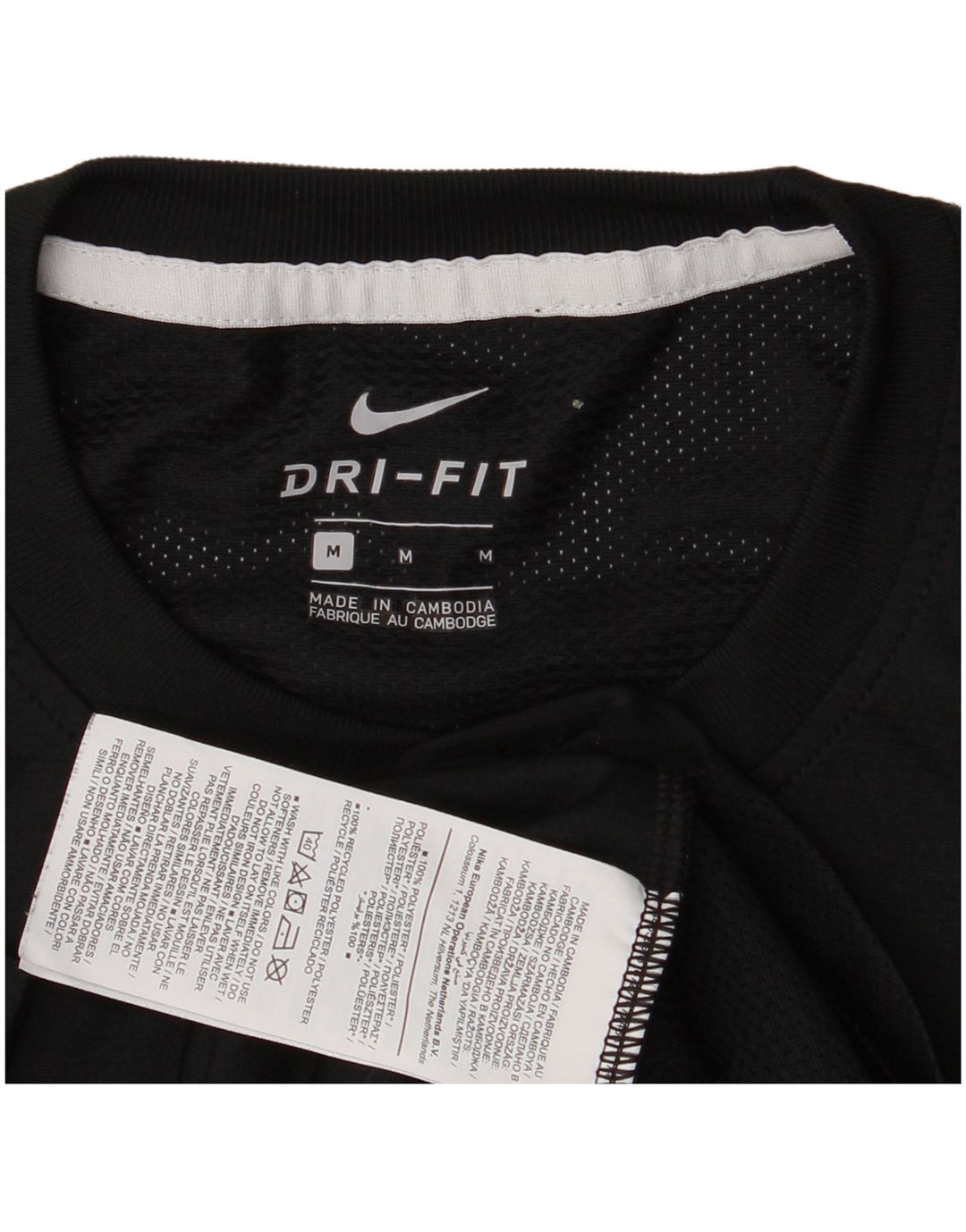 Camiseta masculina Nike Dri Fit Top médio preto colorblock poliéster