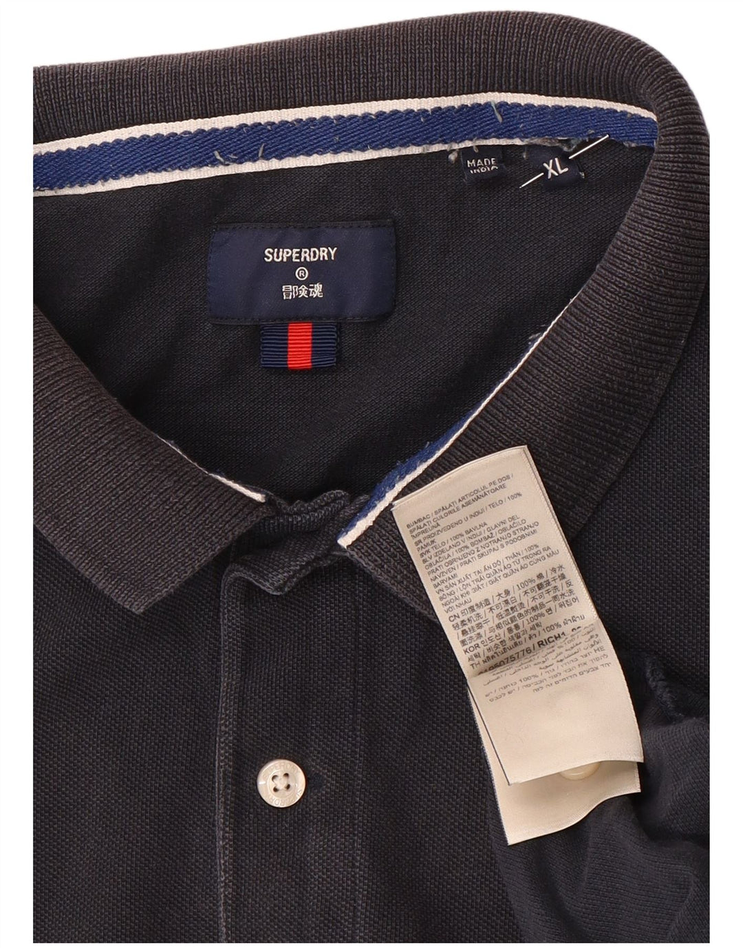 Camisa polo masculina Superdry XL azul marinho algodão