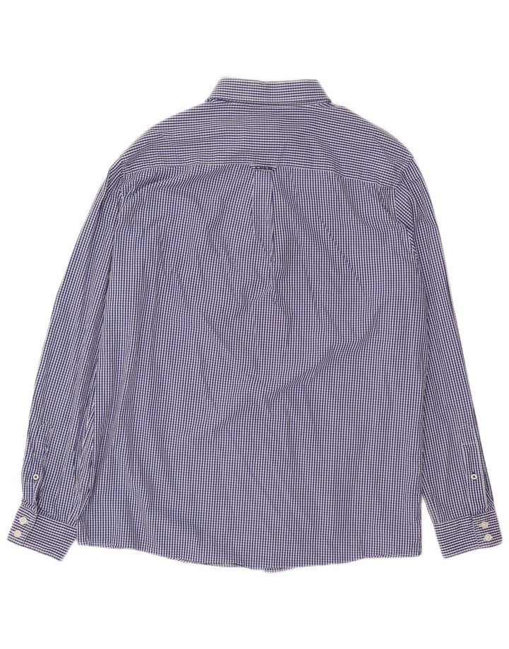Camisa masculina J. Crew Classic Fit XL azul algodão guingão