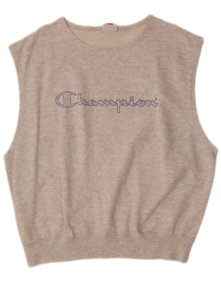 CHAMPION Colete masculino gráfico top grande algodão cinza