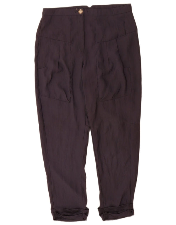 Calça feminina casual reta Topshop Reino Unido 6 XS W26 L26 poliéster azul marinho