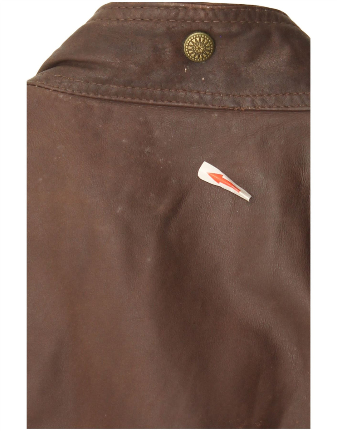 Colete utilitário de couro masculino vintage UK 40 grande marrom