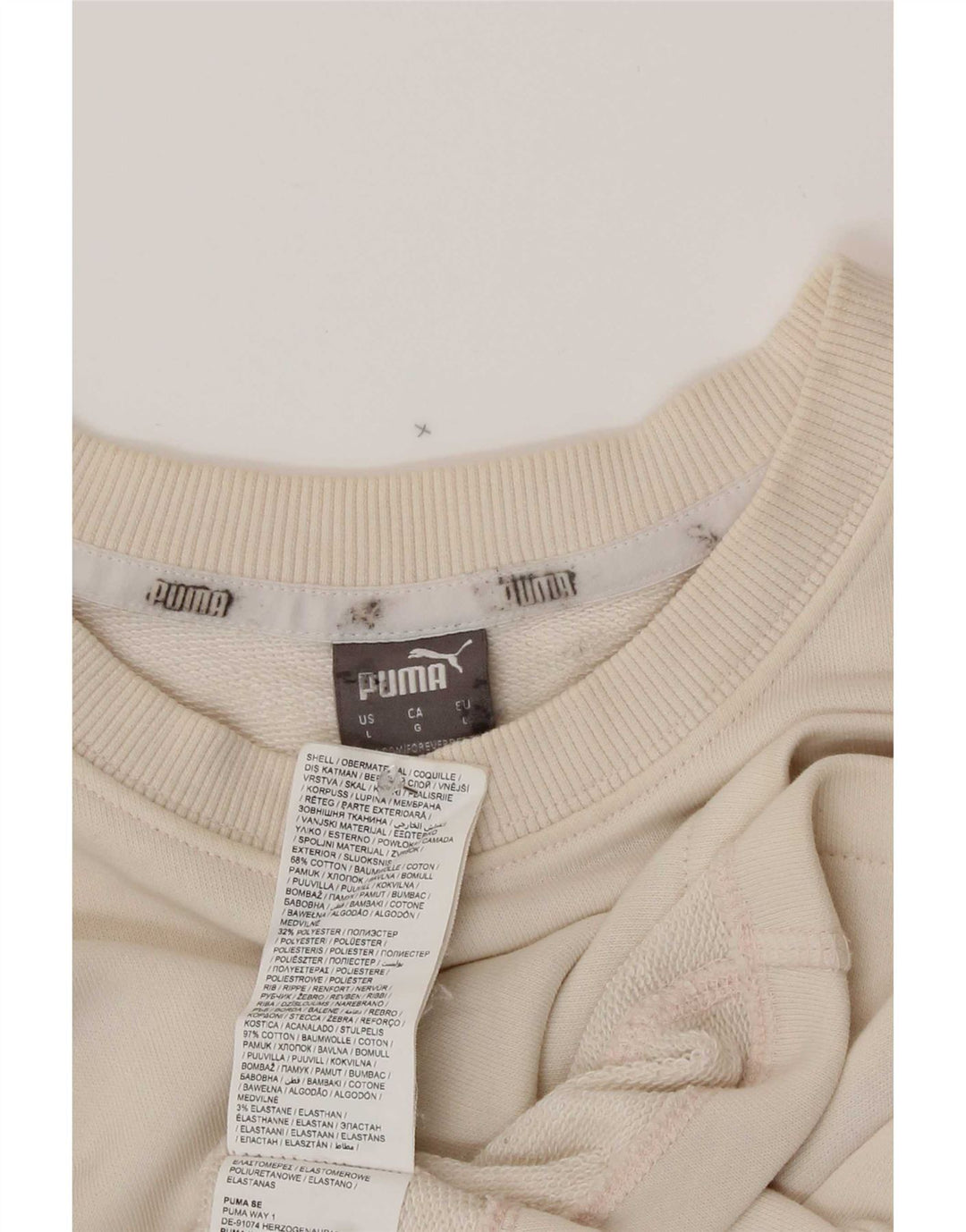 Puma moletom feminino oversized crop gráfico jumper UK 16 grande bege