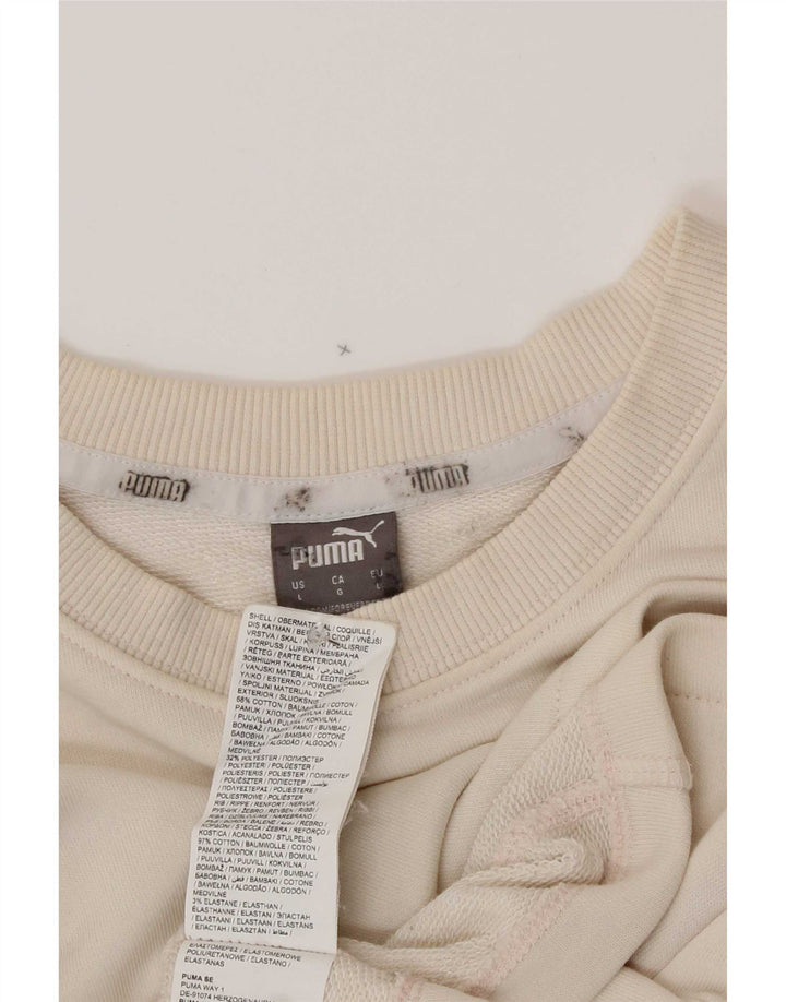 Puma moletom feminino oversized crop gráfico jumper UK 16 grande bege