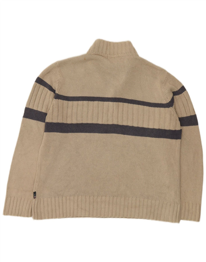 Suéter masculino MARKS & SPENCER Blue Harbor com zíper e gola grande bege