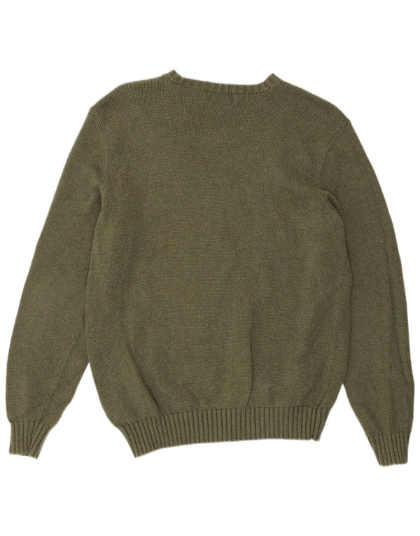 Suéter masculino Polo Ralph Lauren com gola redonda e algodão cáqui médio
