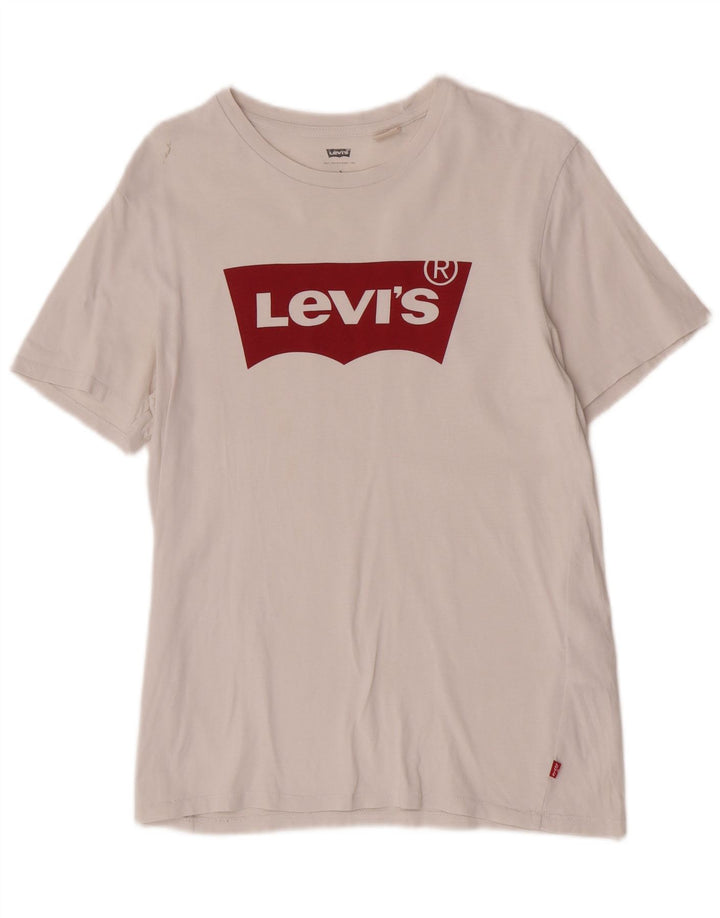 Camiseta masculina Levi's Regular Fit gráfica com logotipo pequeno de algodão branco