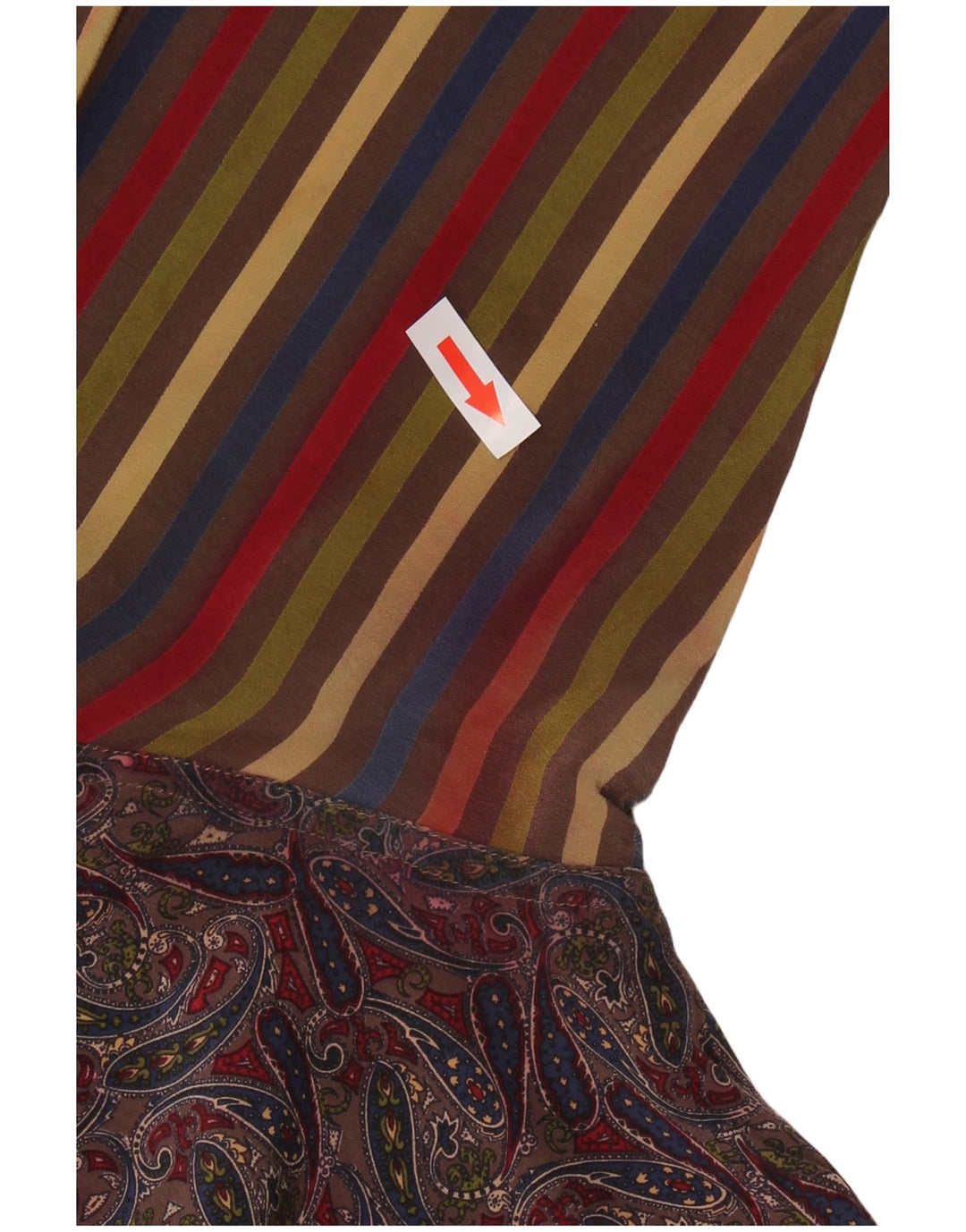 Blusa feminina VINTAGE Reino Unido 12 seda paisley multicolorida média
