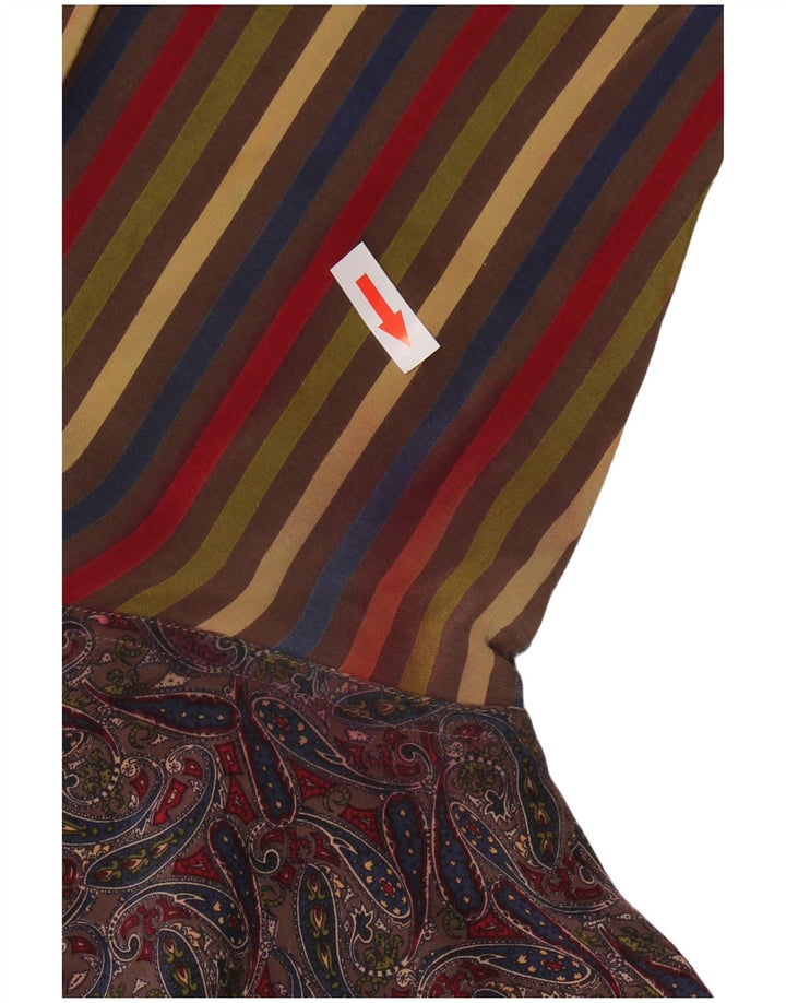 Blusa feminina VINTAGE Reino Unido 12 seda paisley multicolorida média