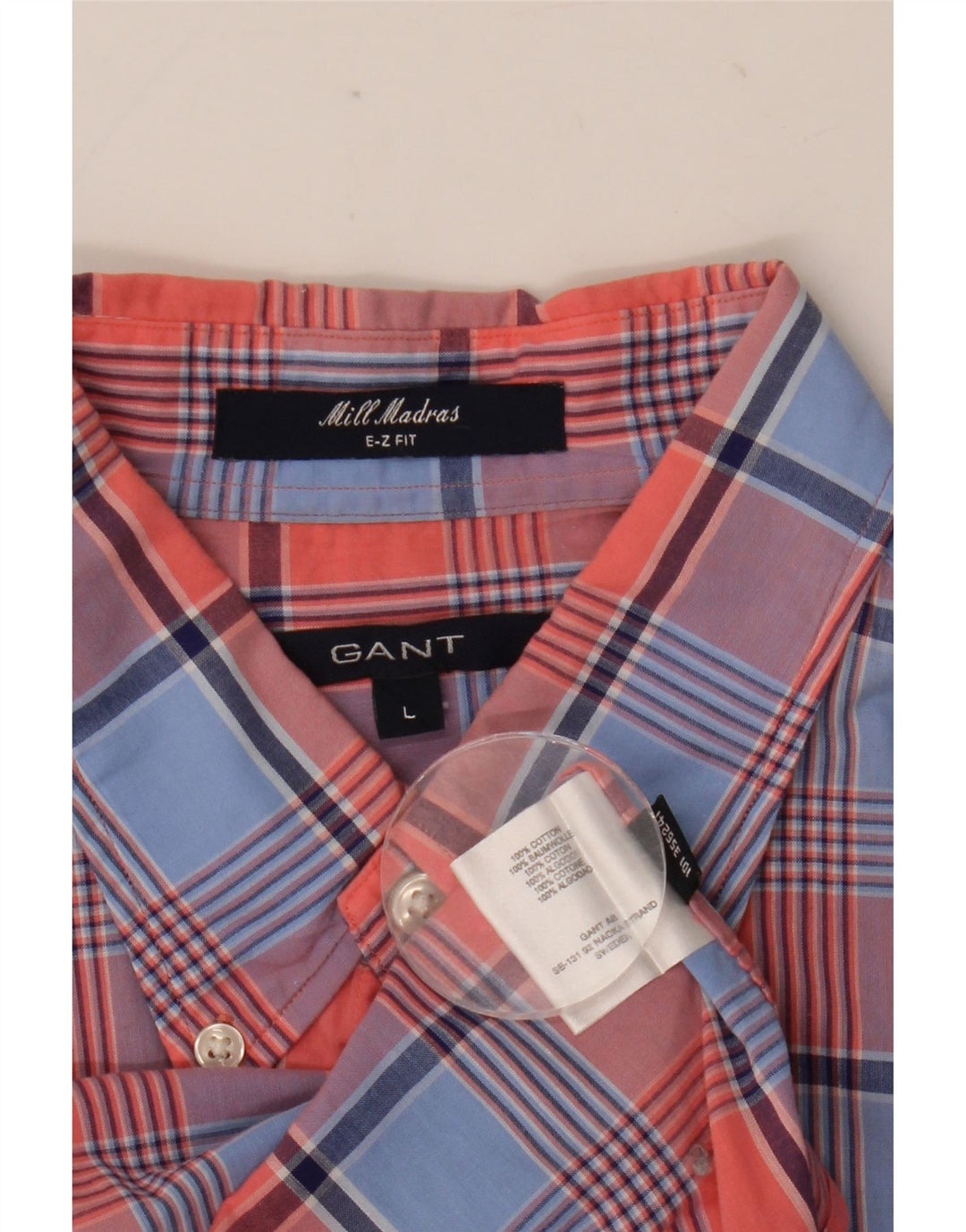 Camisa masculina Gant E-Z Fit manga curta grande algodão xadrez multicolorido