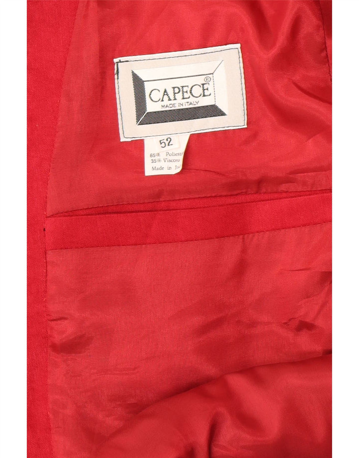 Jaqueta de blazer com peito duplo masculino vintage IT 52 XL poliéster vermelho