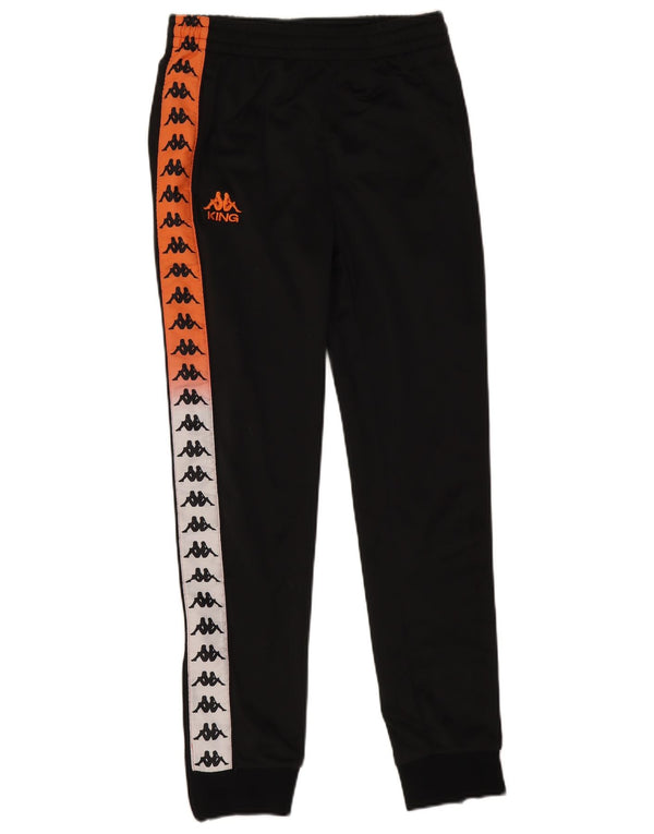Calça de treino masculina Kappa com estampa gráfica e joggers pequeno bloco colorido preto