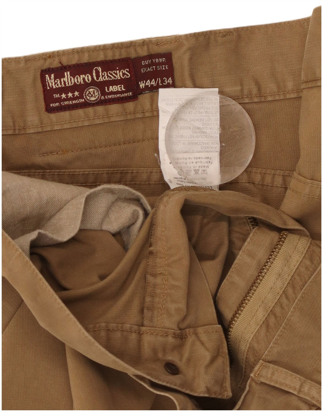 Marlboro Classics Calça masculina reta casual W44 L34 algodão bege