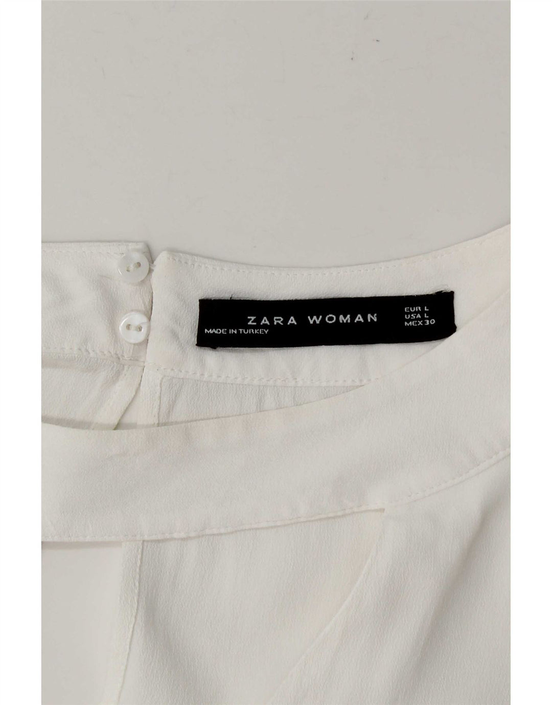 Zara blusa feminina manga 3/4 top UK 16 grande branco