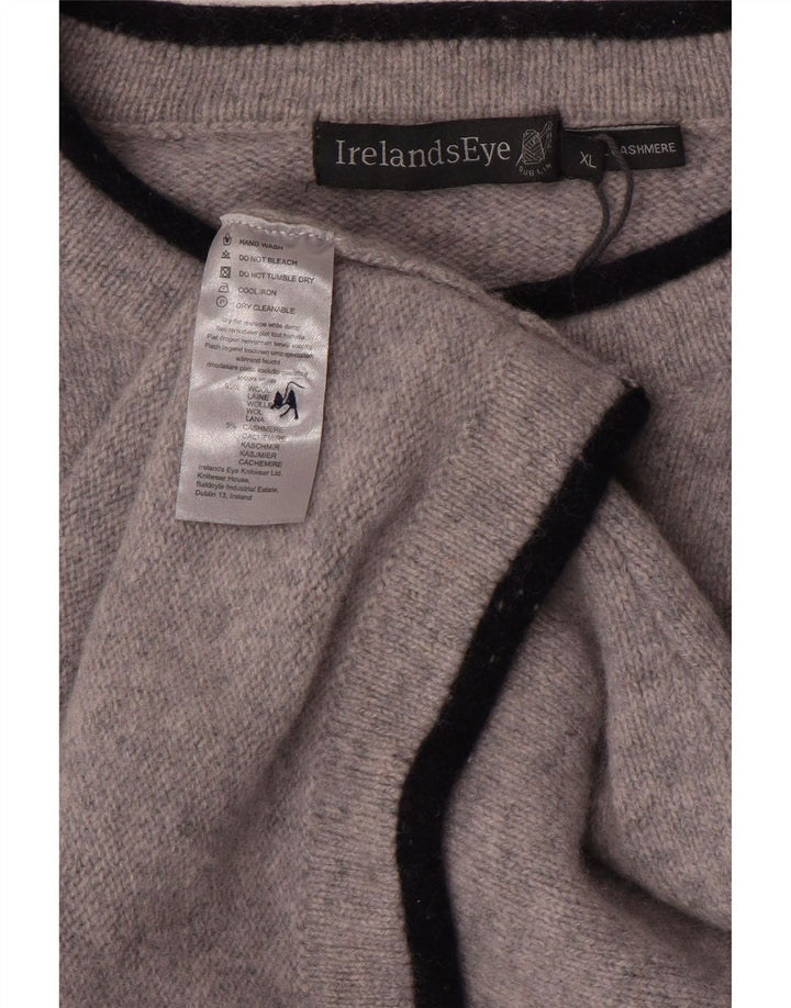 Suéter cardigan feminino IRELANDS EYE Reino Unido 18 XL lã cinza