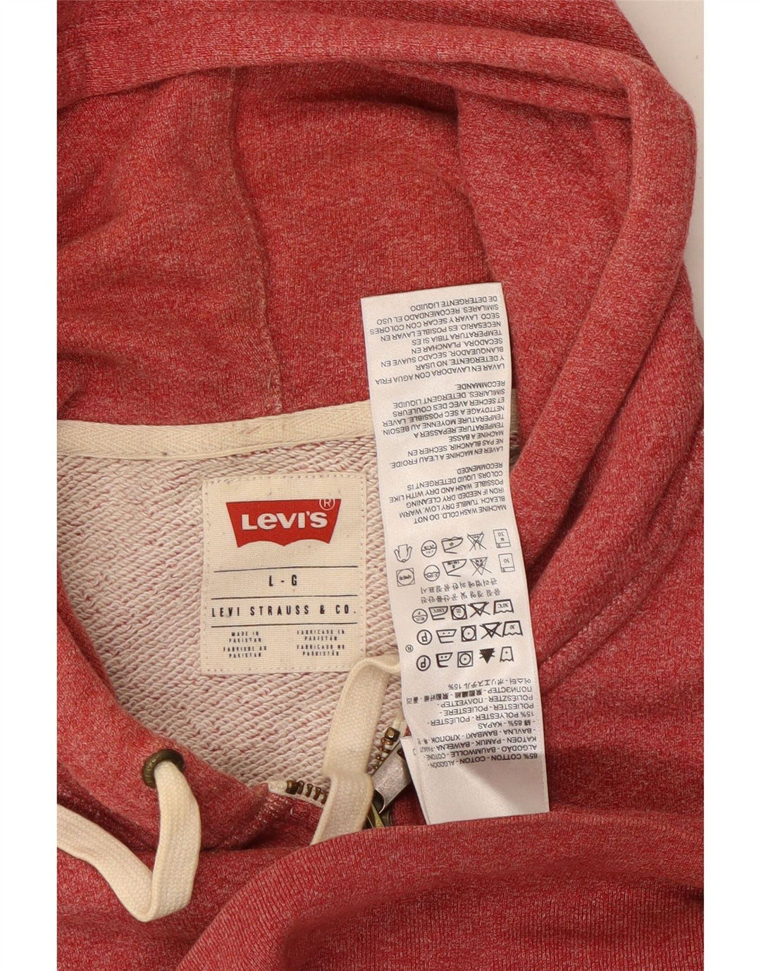 Suéter masculino com capuz e zíper Levi's grande algodão vermelho