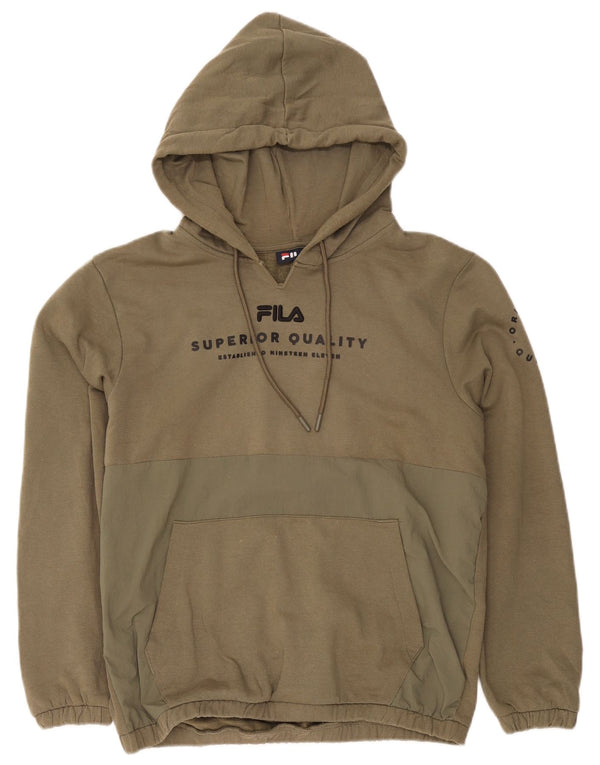 Fila Mens Graphic Hoodie Jumper Médio Cáqui Colourblock Algodão