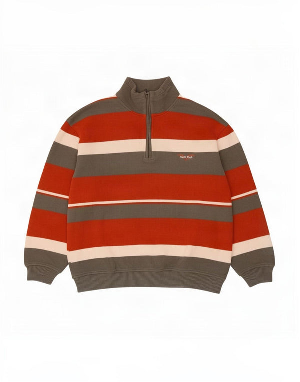 Suéter masculino Engbers com zíper e gola 2XL de algodão listrado multicolorido