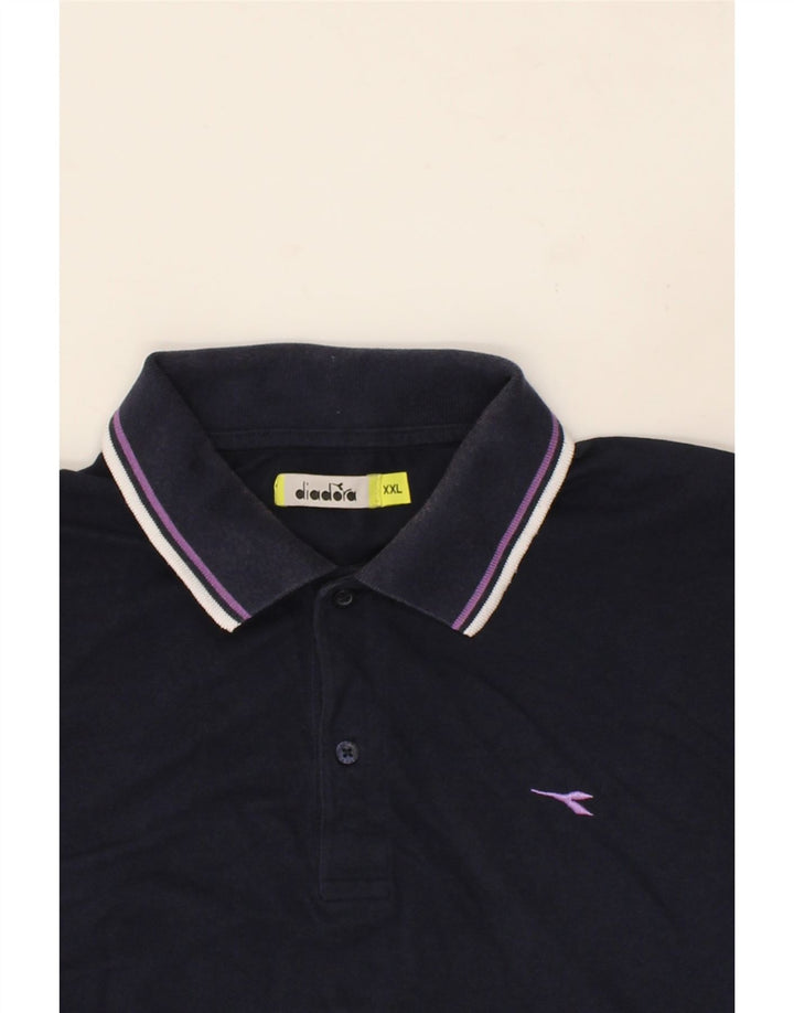 DIADORA Mens Polo Shirt 2XL Navy Blue Cotton Vintage Diadora and Second-Hand Diadora from Messina Hembry 