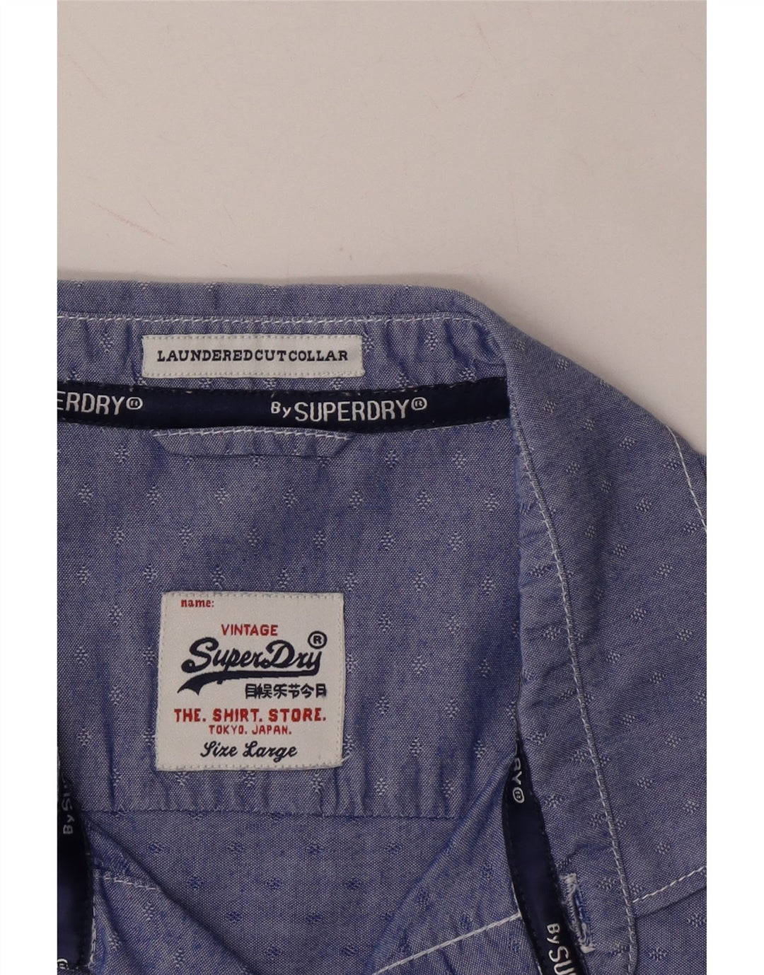 SUPERDRY Mens Shirt Large Blue Spotted Cotton Vintage Superdry and Second-Hand Superdry from Messina Hembry 