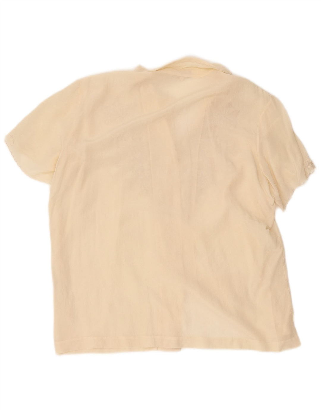 Blusa feminina vintage manga curta IT 42 médio off white seda