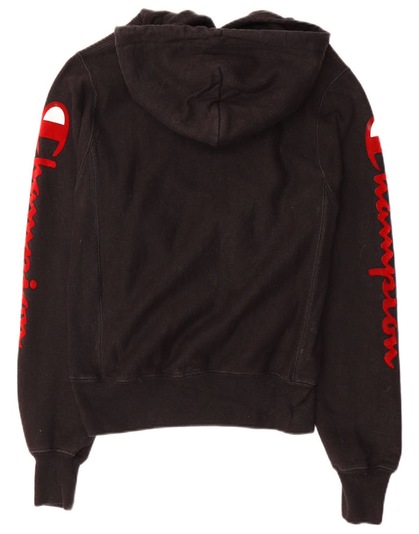 Champion Mens Graphic Hoodie Jumper XS Black Cotton