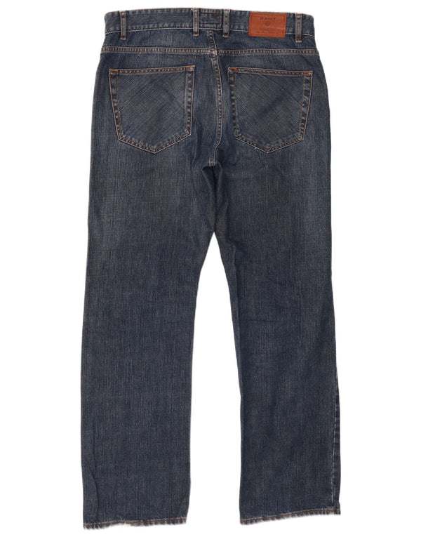Gant Mens Straight Jeans W34 L32 Azul Algodão