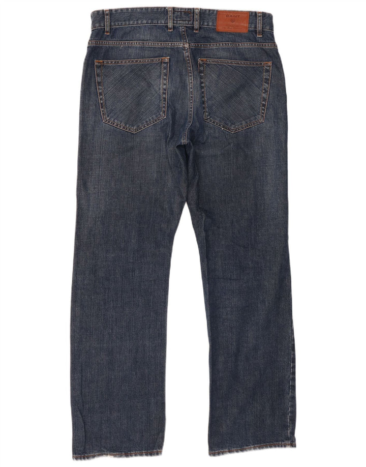Gant Mens Straight Jeans W34 L32 Azul Algodão