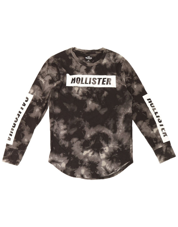 Hollister Mens Graphic Top Manga Longa XS Preto Tie Dye Algodão