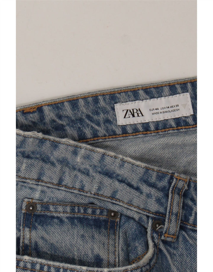 Calça jeans reta feminina Zara EU 46 XL W36 L29 azul