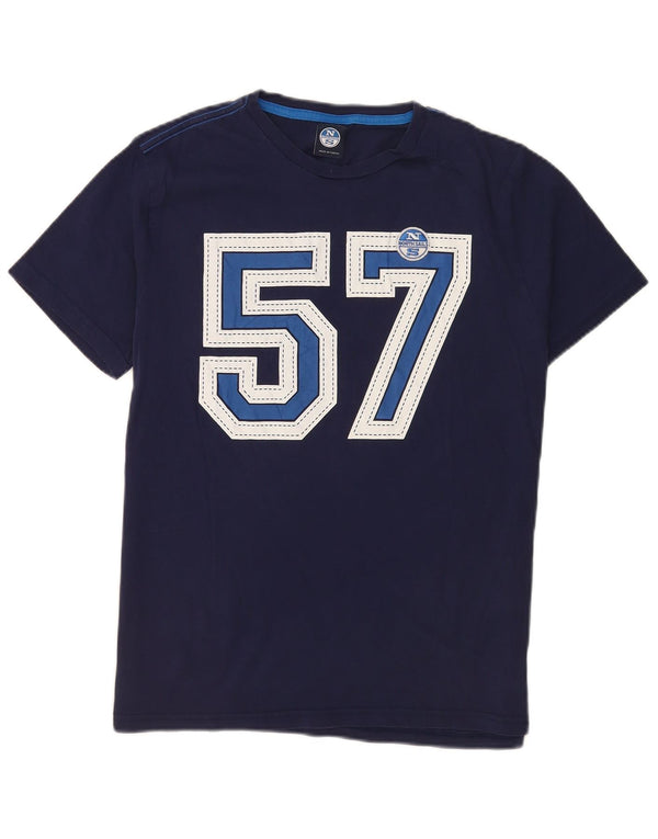 Camiseta masculina North Sails com estampa gráfica grande algodão azul marinho