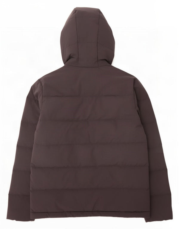 Casaco acolchoado com capuz feminino Adidas UK 4/6 XS preto poliéster