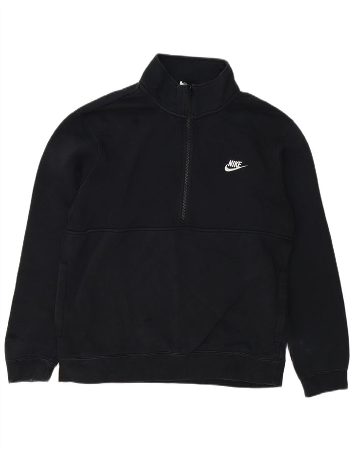 Moletom masculino NIKE com zíper e gola alta de algodão preto