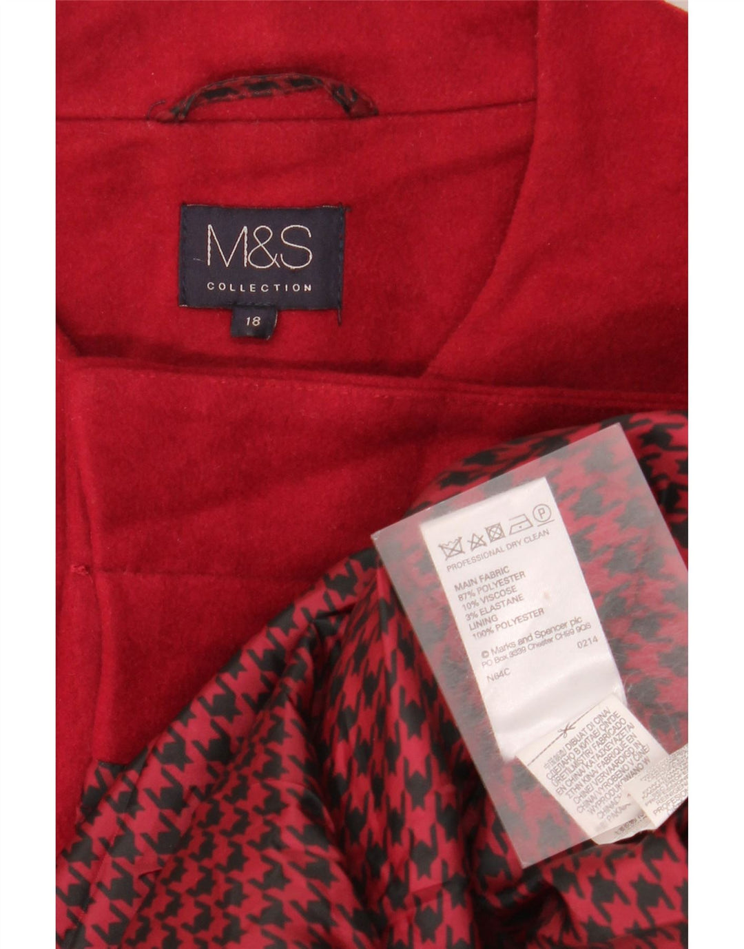 Sobretudo feminino Marks & Spencer UK 18 XL poliéster vermelho