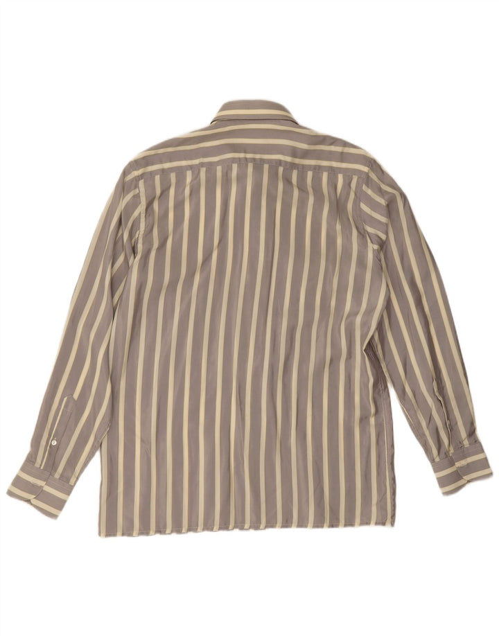 Camisa masculina Ingram de seda listrada cinza médio