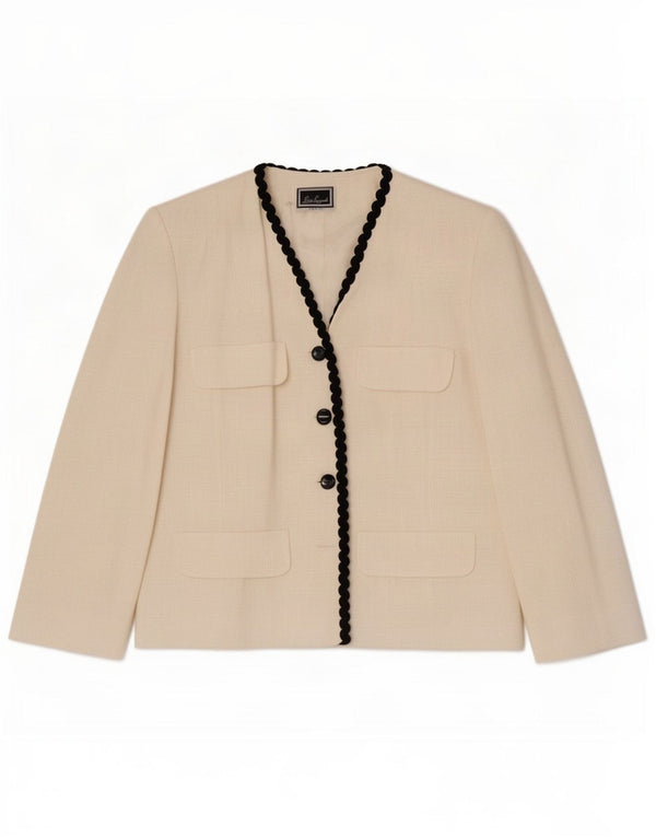 Luisa Spagnoli Jaqueta blazer feminina de 3 botões IT 46 grande off white