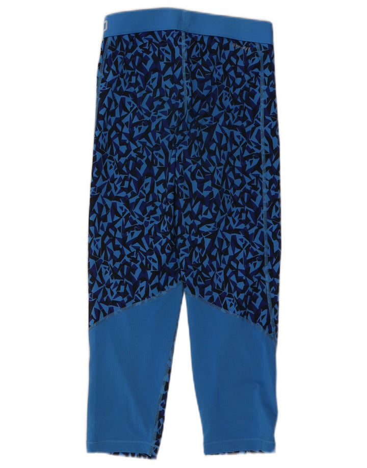 Nike Womens Capri Leggings UK 8 Pequeno Azul Geométrico Poliéster