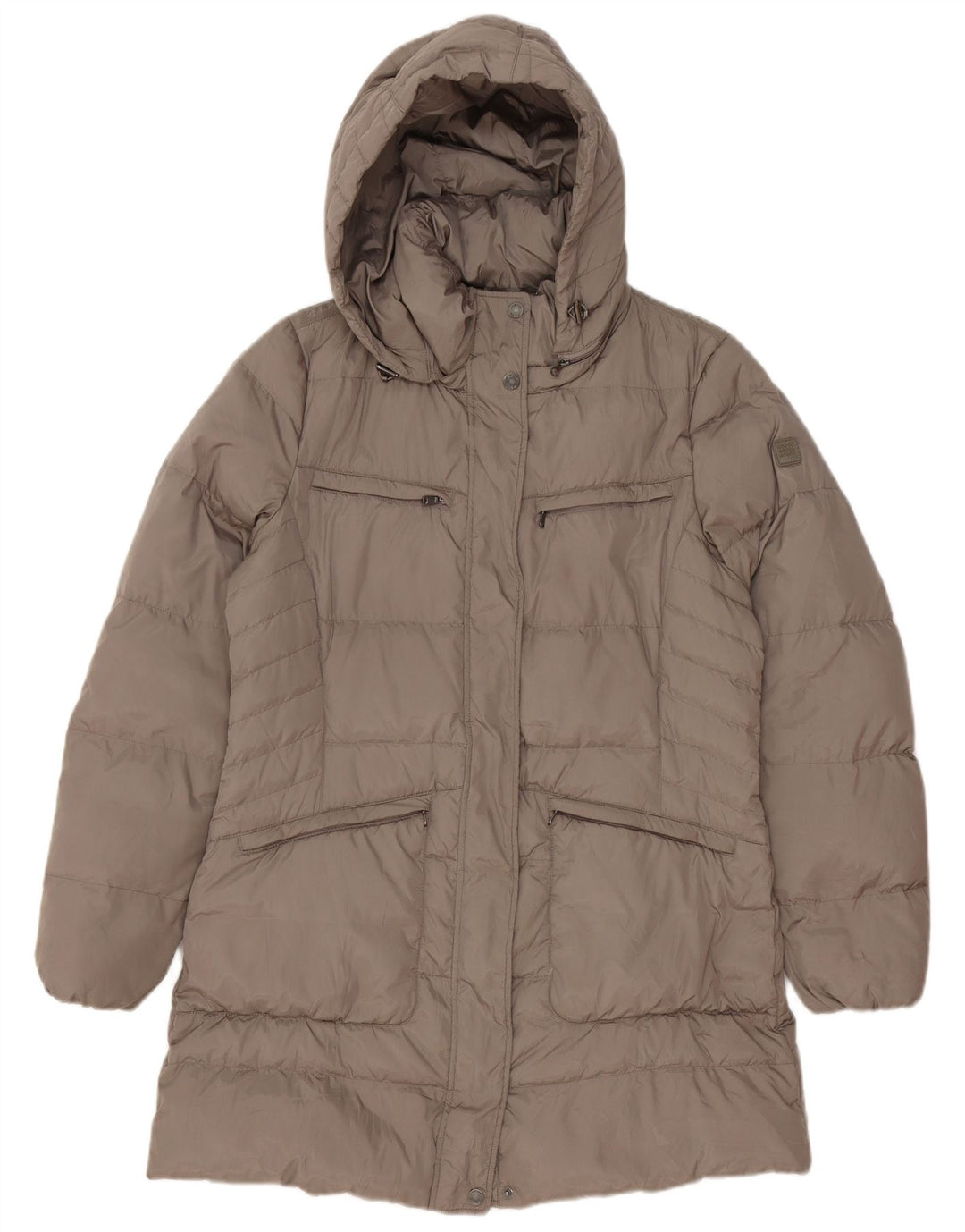 Casaco acolchoado com capuz feminino Geox UK 12 poliéster marrom médio