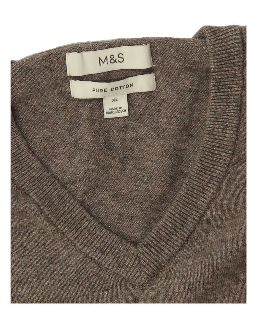 MARKS & SPENCER Mens V-Neck Jumper Sweater XL Grey Cotton Vintage Marks & Spencer and Second-Hand Marks & Spencer from Messina Hembry 