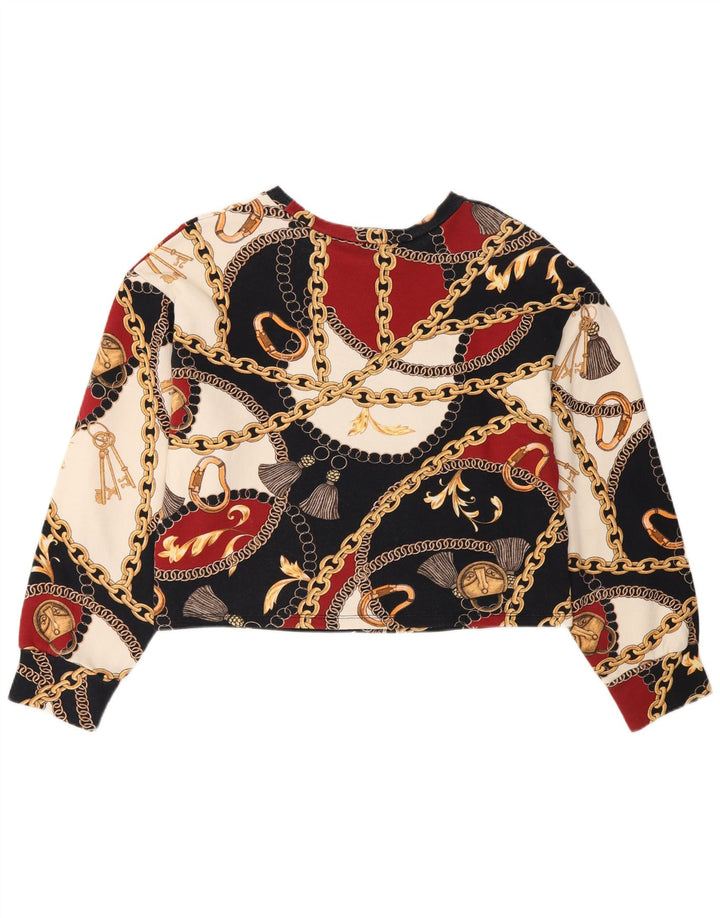 Zara Womens Crop Graphic Moletom Jumper Reino Unido 10 Pequeno Multicolorido