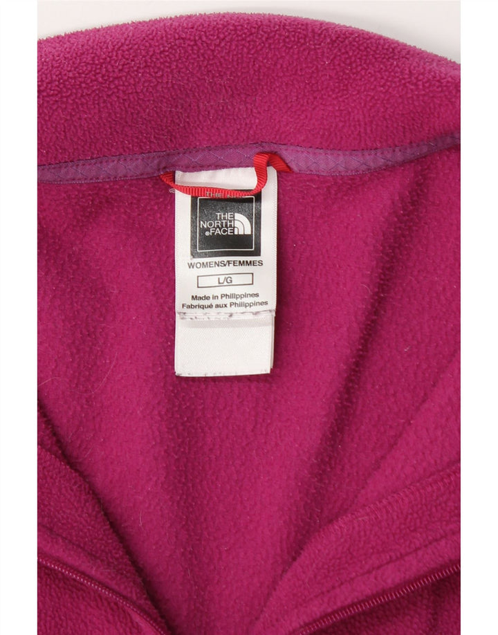 Suéter de lã feminino The North Face com zíper e gola UK 16 grande poliéster rosa