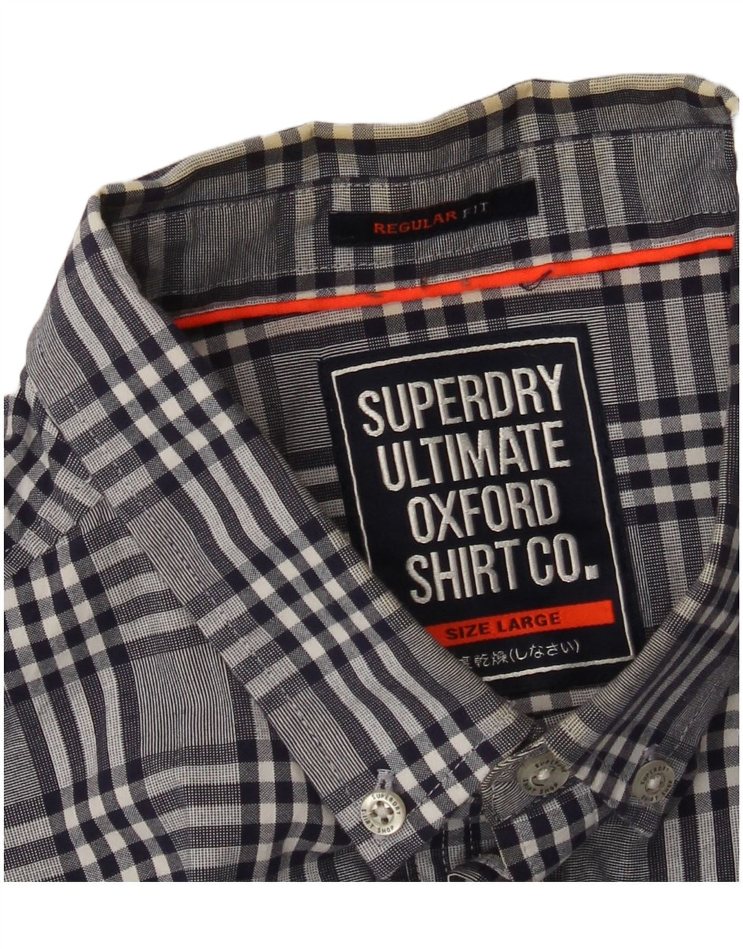 Camisa masculina Superdry Regular Fit grande xadrez cinza