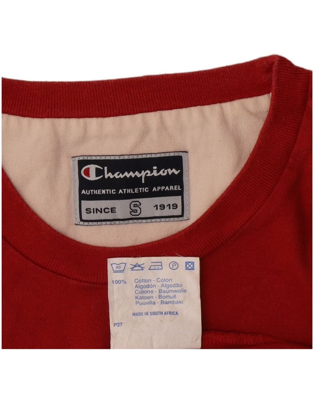 Camiseta masculina gráfica Champion pequeno algodão vermelho