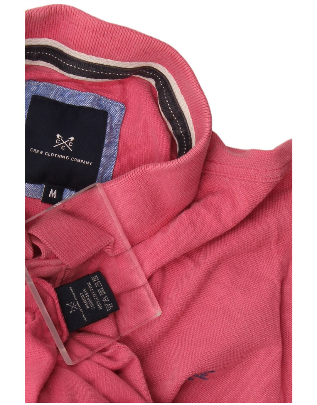 Camisa polo masculina Crew Clothing algodão rosa médio